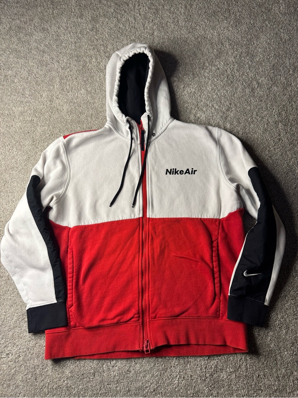 Nike Air White, Red & Black Colorblock Zip Hoodie